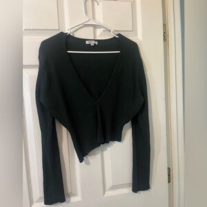 Gorgeous plus size 2x forest hunter green long sleeve ribbed vneck crop top